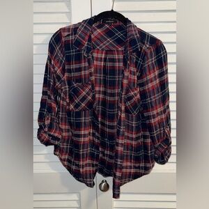 Ambiance Red and Navy Plaid Button Shirt